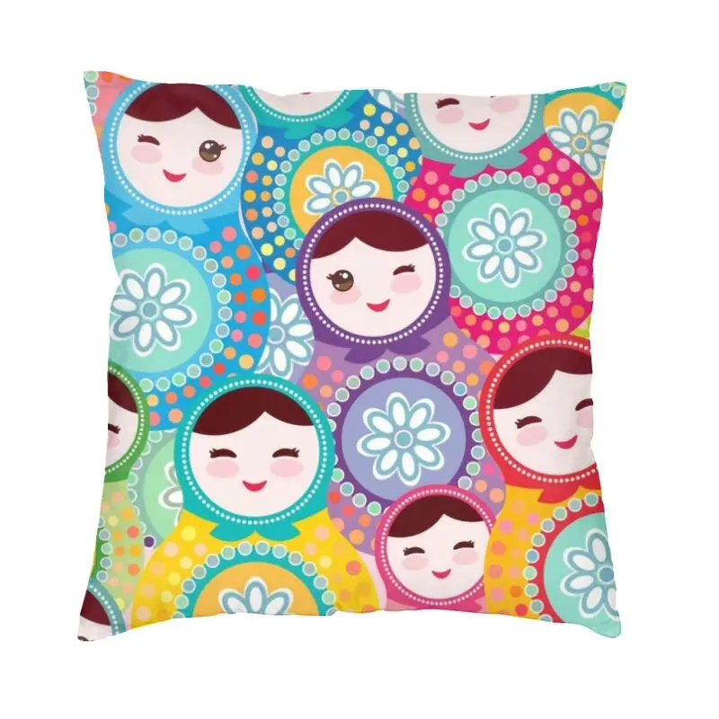 

Russian Dolls Matryoshka Cushion Covers 40x40 Soft Russia Babushka Pattern Pillow Case for Sofa Square Pillowcase Home Decor