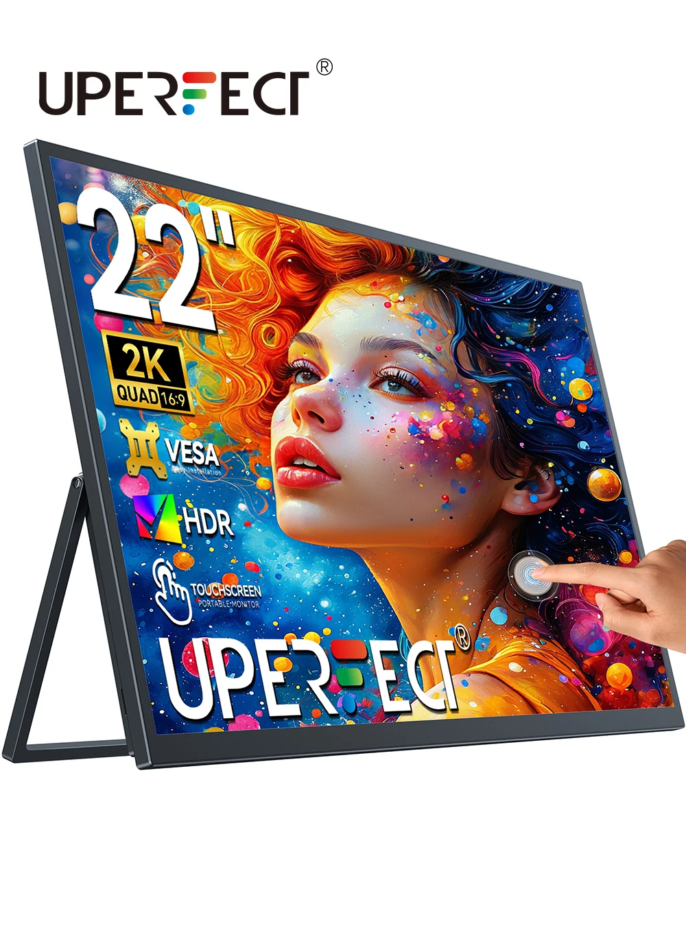 UPERFECT UMax 22 Сенсорний екран 22-дюймовий монітор 1440P Дисплей комп’ютера 100% sRGB USB-C HDMI IPS екран для ноутбука ПК Mac Phone PS5 Ігрова консоль