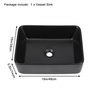 1 Pc Bathroom Container Sink Rectangular 19 "x15" Counter Over Black Ceramic Container Sink Art Basin 2