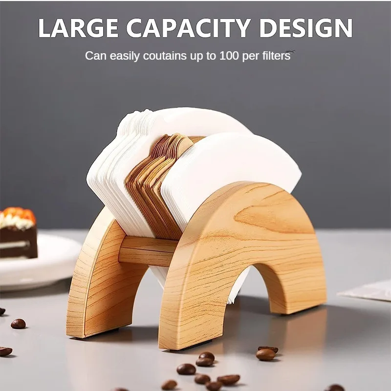 

Walnut Wood Coffee Filter Holder for Fan Shape V60 Paper Filter Storage Rack Home Coffees Accessories Barista Tools