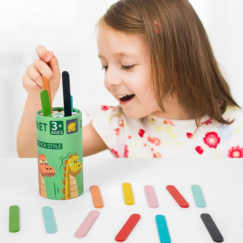 Toddler Color Sorting Toys Wooden Sorting Colors Bucket Portable Matching Toys Activities Preschool Learning Color Game For Boys