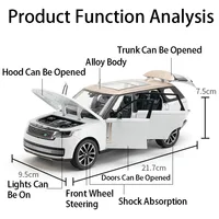 ⁦مجسم سيارة رينج روفر SV 2022 معدني قابل للسحب مع صوت وإضاءة | Range Rover SV 2022 Alloy Diecast Pull Back Car Model (Sound & Light)⁩ - الصورة ⁦2⁩