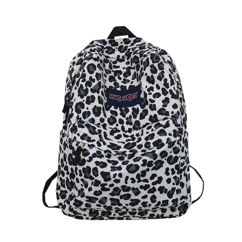 2022 Leopard Print Backpack Women Funny Animal Design School Bags For Teenage Girls White Printed Kawaii Bags Cute Backpack 