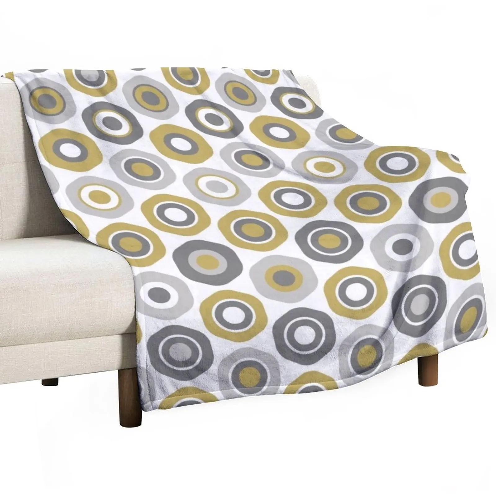 

Buttons Geometric Honeycomb Pattern in Gray and Burnished Gold Throw Blanket Warm Blanket Luxury Designer Blanket