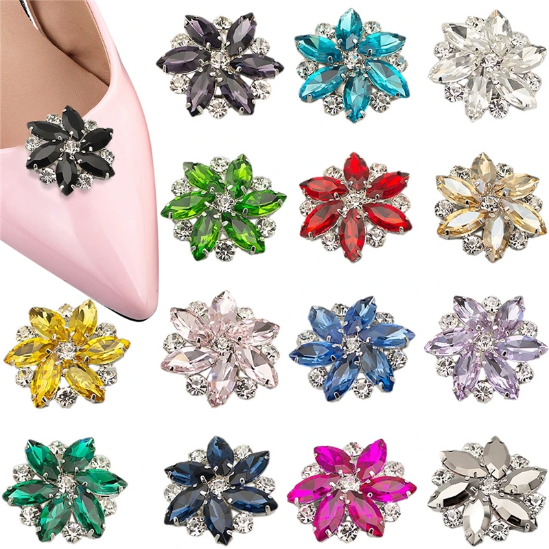 Exquisite Detachable Shoe Clips Six Petals Flower Rhinestones Shoe Wedding Party Shoe Bag Accessories 2 Pcs| | - AliExpress