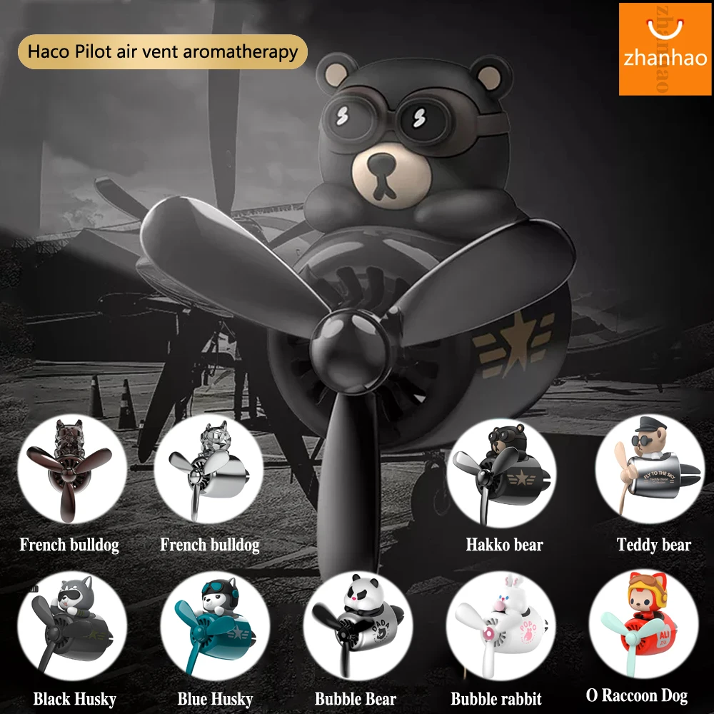 Bear Pilot Car Air Freshener, Bear Air Freshener For Car, Car Air Freshener  Cute With 2 Fragrant Slices, Car Fragrance Diffuser With Cute Bear Pilot O