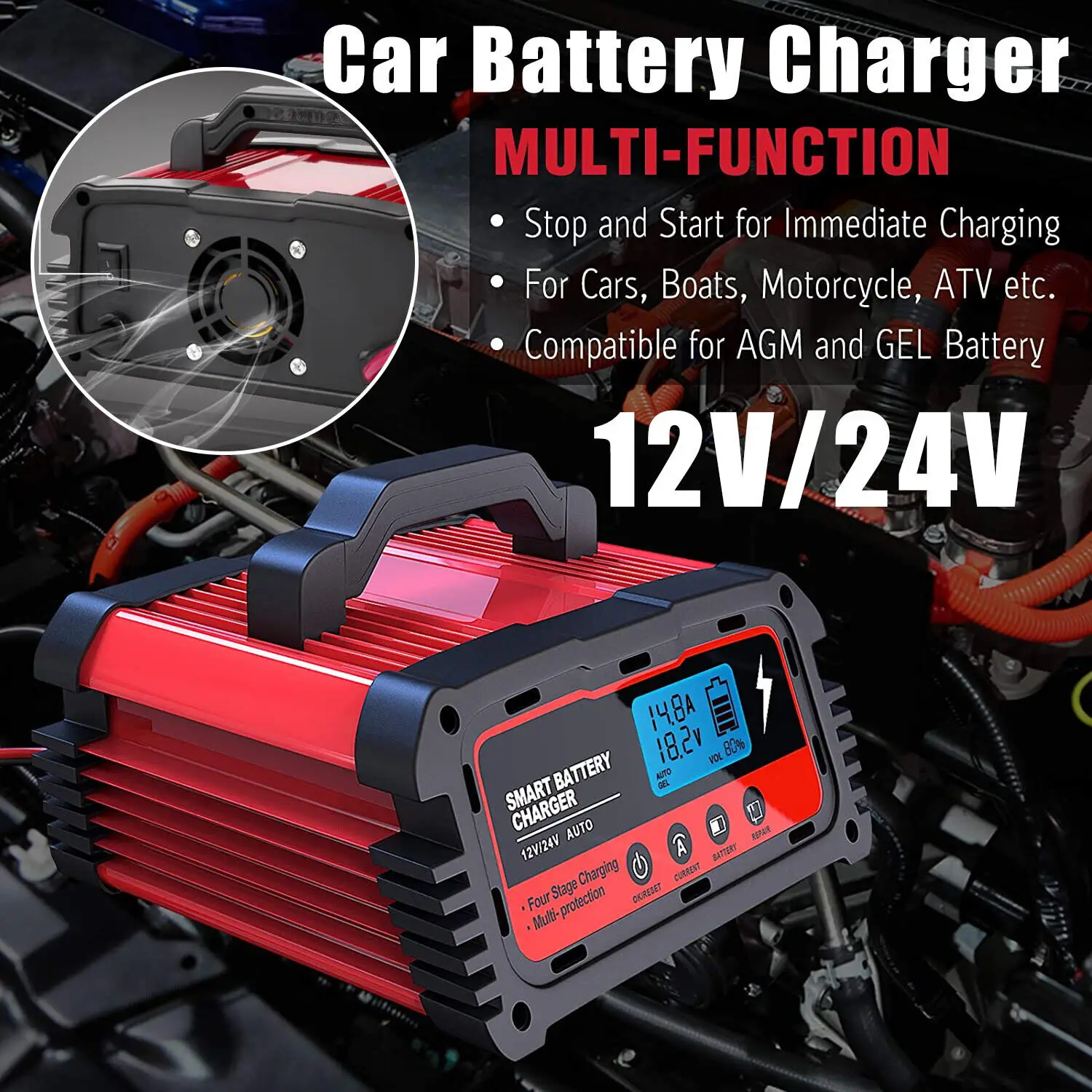 FullyAutomaticSmartCharging1224V25105ACarLeadAcidBattery
