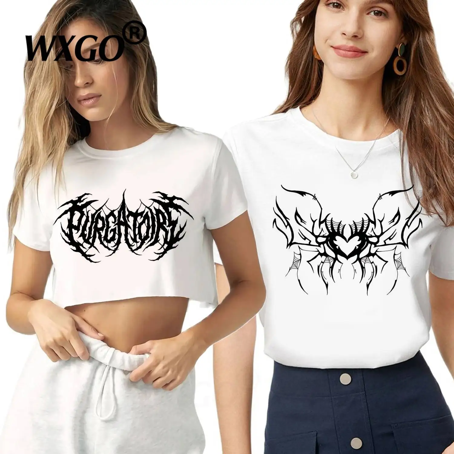 

Женская Винтажная футболка с графическим принтом, белый укороченный топ с круглым вырезом и коротким рукавом в стиле аниме, Y2k