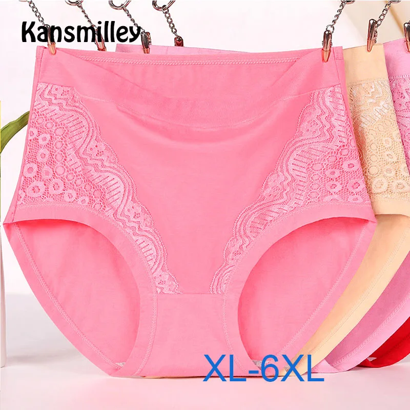 

XL-6XL New Women Briefs Cotton Sexy Panty Lace Panties Underwear Plus Size Middle-aged women Underpants Large Size