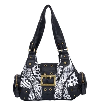 Borsa a Tracolla Y2K Venn Angel in Pelle PU Effetto Vintage Leopardato, Borsa a Mano Multitasca da Viaggio e Quotidiana per Donne