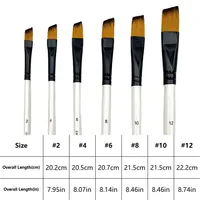 Angular Paint Brushes Set, 6Pcs Angled Paintbrushes for Acrylic Oil Watercolor Gouache Painting, Nylon Angle Shader Brush 2
