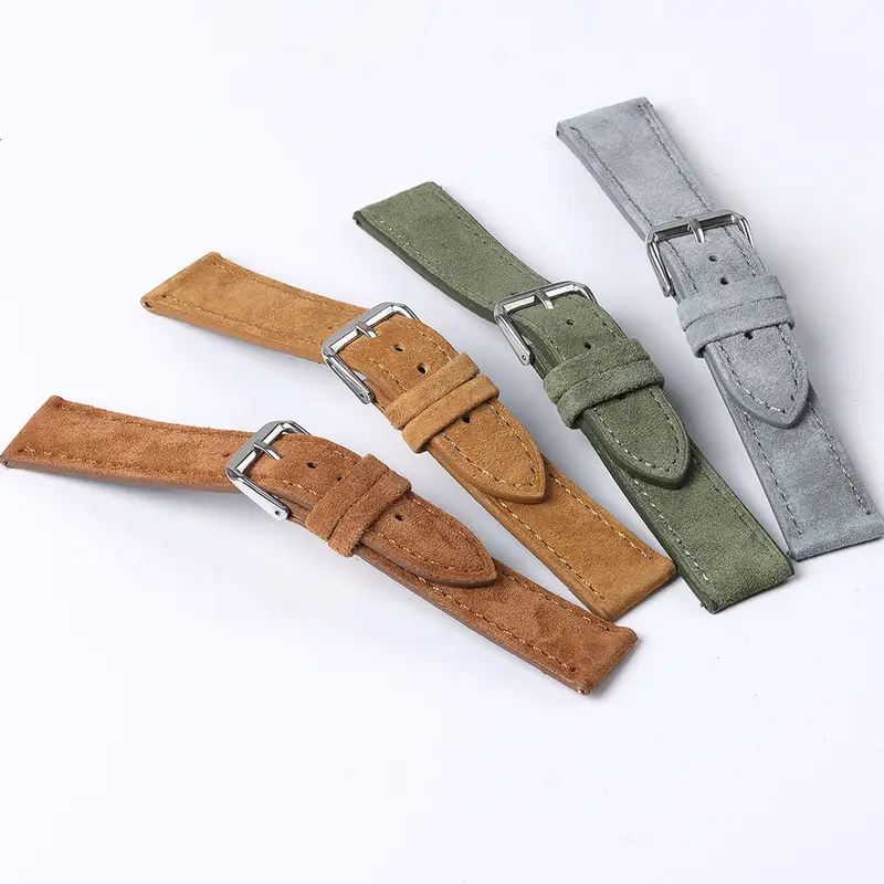 18mm 19mm 20mm 22mm Vintage Suede Cowhide Watch Strap Handmade Watch Band Gray Brown Green Quick Release Bracelet for Men Women - Image 6