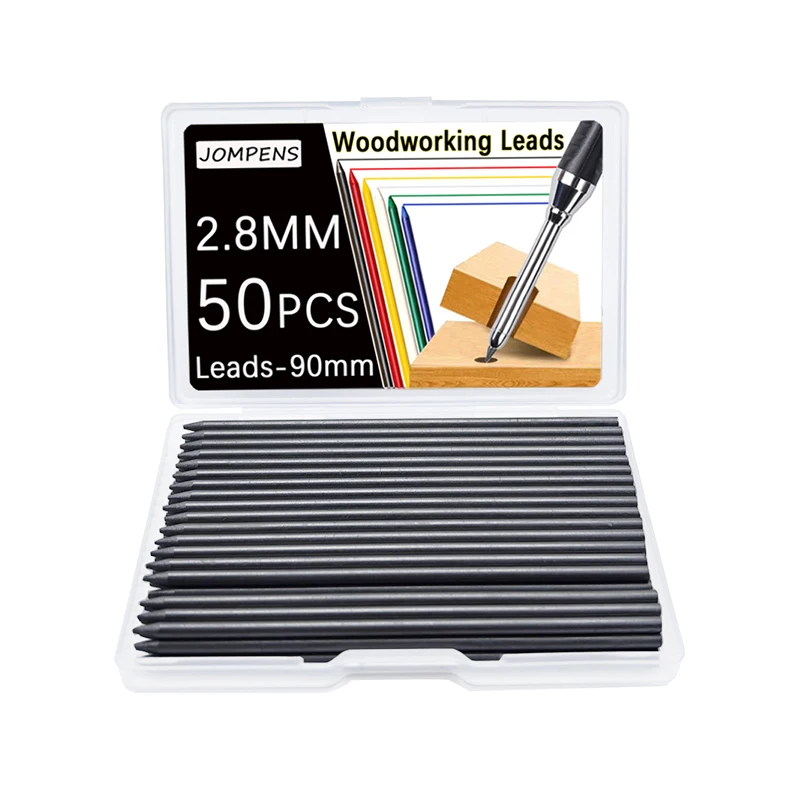 Three color 2.8mm woodworking pencil lead, 50 large capacity, with 2B sharpening knife for marking and drawing 6