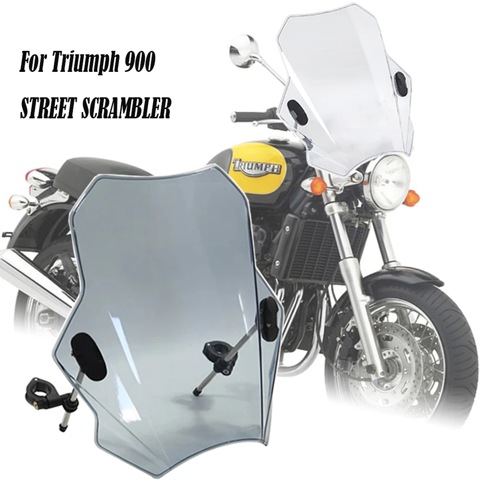 Motorcycle Windshield Glass Cover Screen Deflector For Triumph 900 STREET SCRAMBLER 2021 2022 new welly 1 12 2021 triumph trident 660 motorcycle model diecast simulated alloy motorcycle toys cars model hobbies collectible