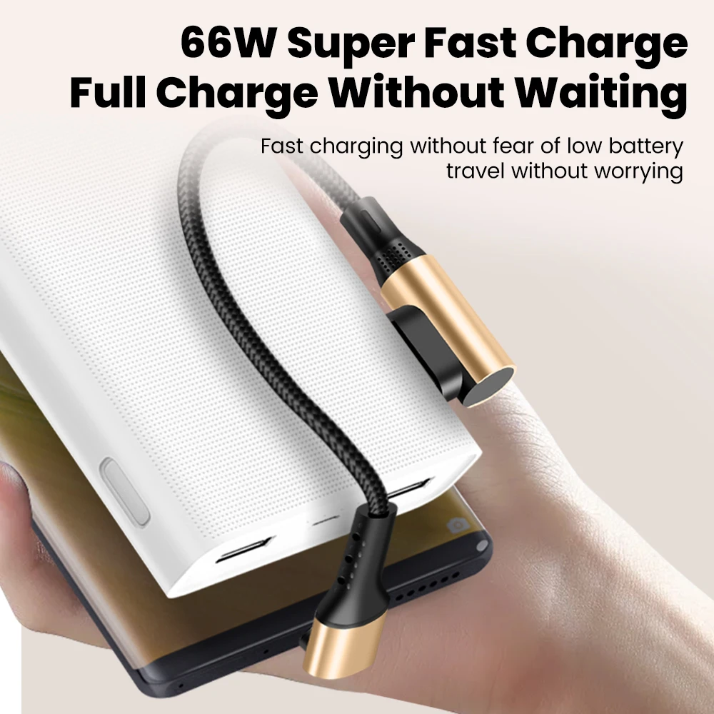 Compact Double Elbow USB A to Type C Fast Charging Cable - 66W, Available in 0.15M, 0.25M, and 0.5M Lengths