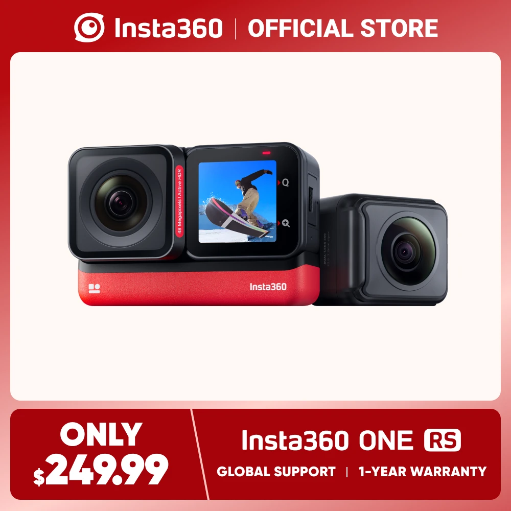 Insta360 ONE RS – Waterproof 4K 60fps Action Camera & 5.7K 360 Camera with  Interchangeable Lenses, Twin/ 1-Inch/ 4K Edition
