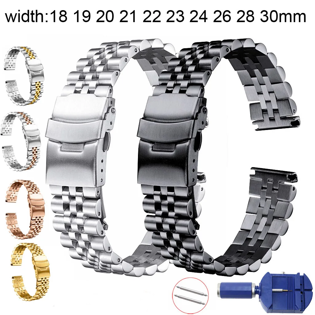 BrushPolishStainlessSteelWatchStrap18mm19mm20mm21mm22mm23