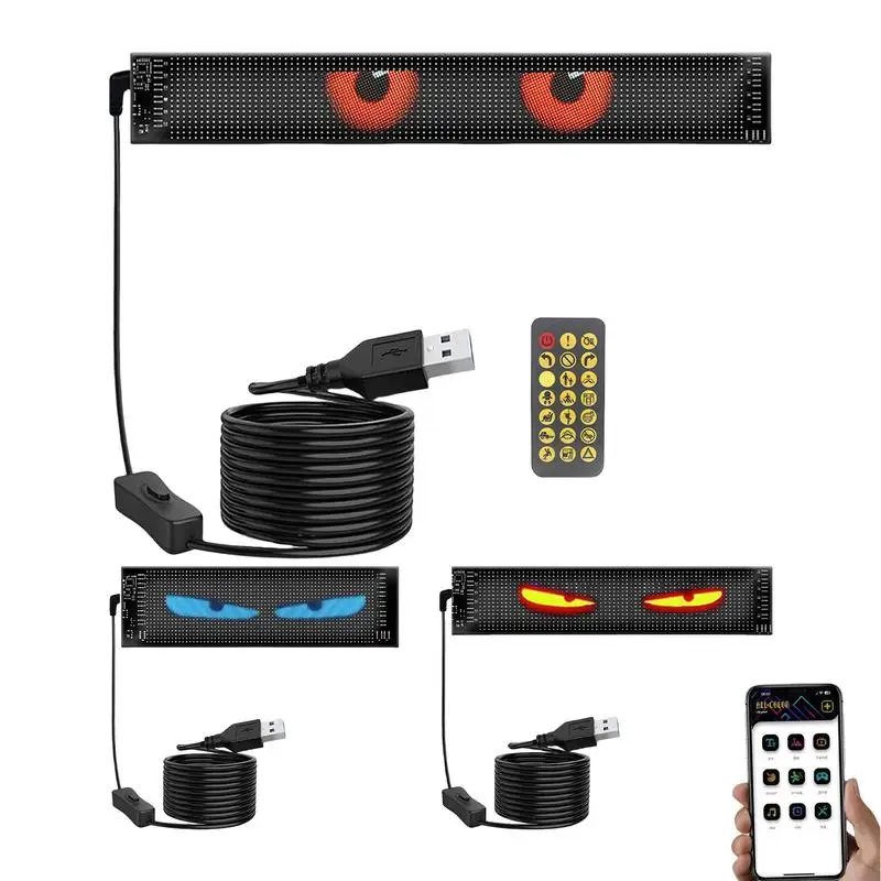 Car Windshield Devil Eyes Light LED Display Waterproof Smart Programmable Car LED Display LED Funny Eye Light Signs for Car Deco