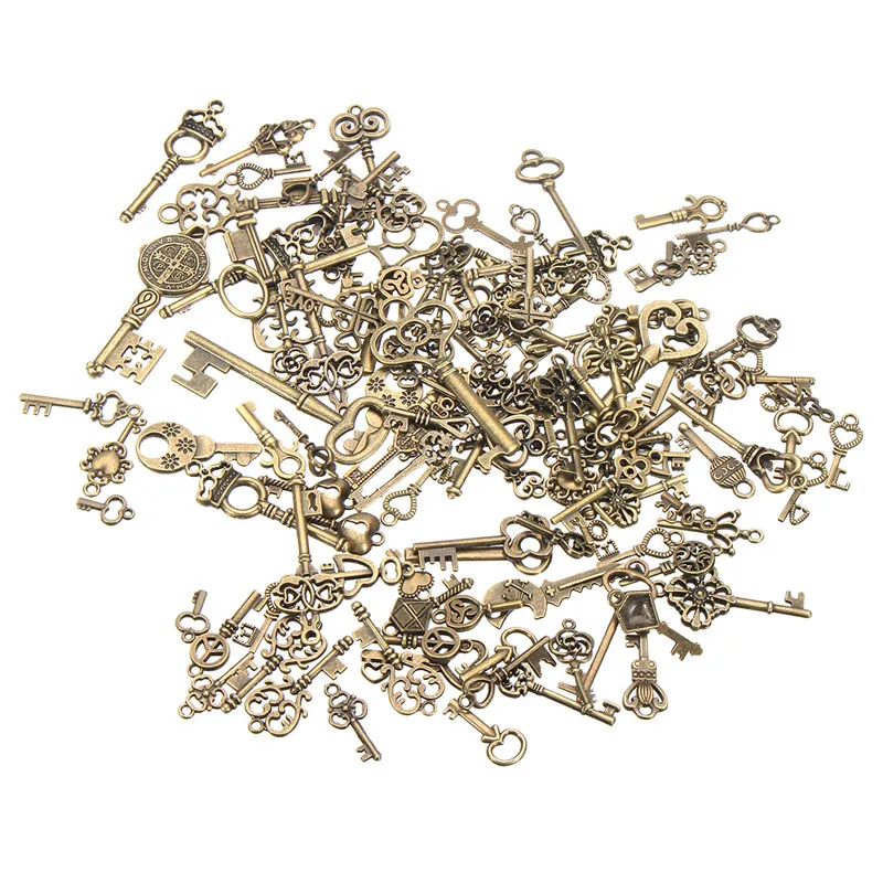 125Pcs Dell'annata Bronzo Antico Placcato In Metallo Del Cuore di Amore Chiave Pendenti E Ciondoli Ciondolo Gioielli FAI DA TE Che Fanno I Risultati Accessori Craft