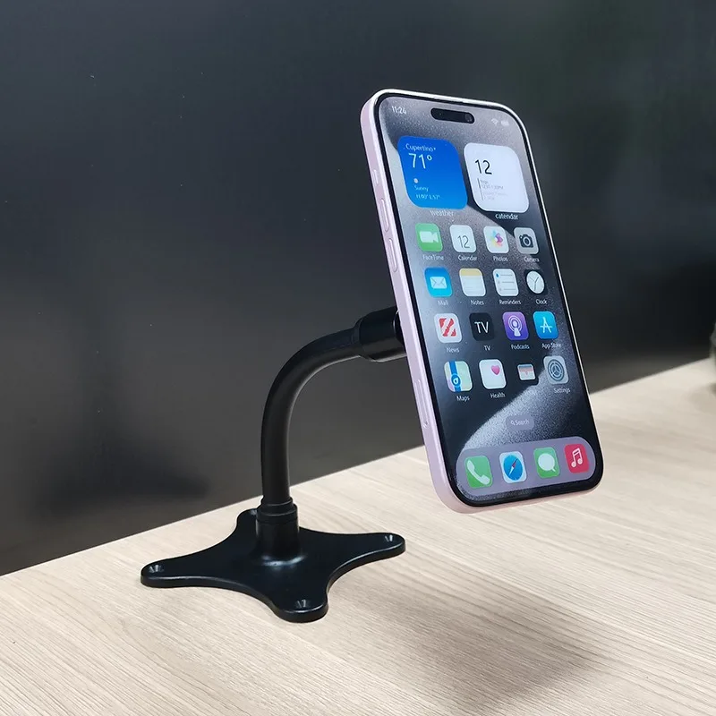 New Flexible Magnetic Phone Stand - Stable Bendable Holder with Adhesive Base, 360° Rotatable Arm,  for Desk, Car & Home