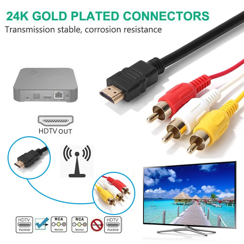 HDMI RCA ̺ ȣȯ -3RCA AV   ڵ