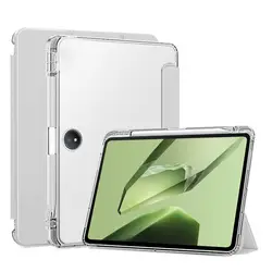 Premium Leather Stand Case with Pencil Holder for Tablets - Soft Back Cover (Gray)