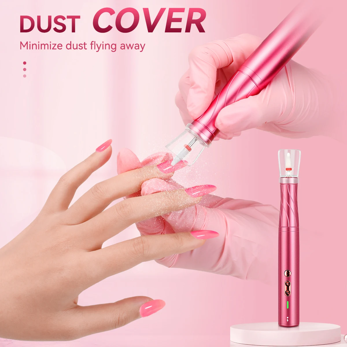 Electric Nail Drill 30000RPM with LED Light Manicure Machine Charging Nail File Polishing Nail Drill Pedicure Tools 5