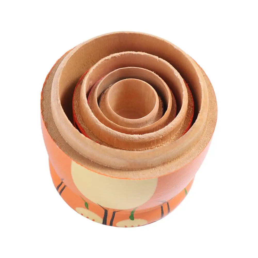 Wooden Nesting Dolls Animals Pattern Handmade Matryoshka Doll Toys 5 Layer Cartoon Stacking Dolls Chidrens Gift