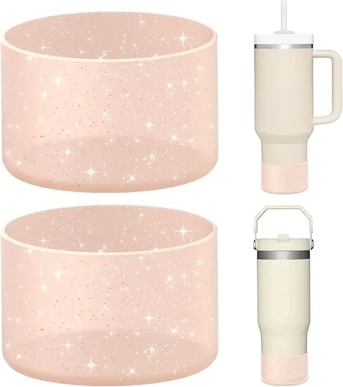 2/1PCS Silicone Glitter Bottle Bottom For Stanley Cup 40/30 OZ Anti-Slip Water Bottle Tumbler Cup Base Tumbler Base ﻿