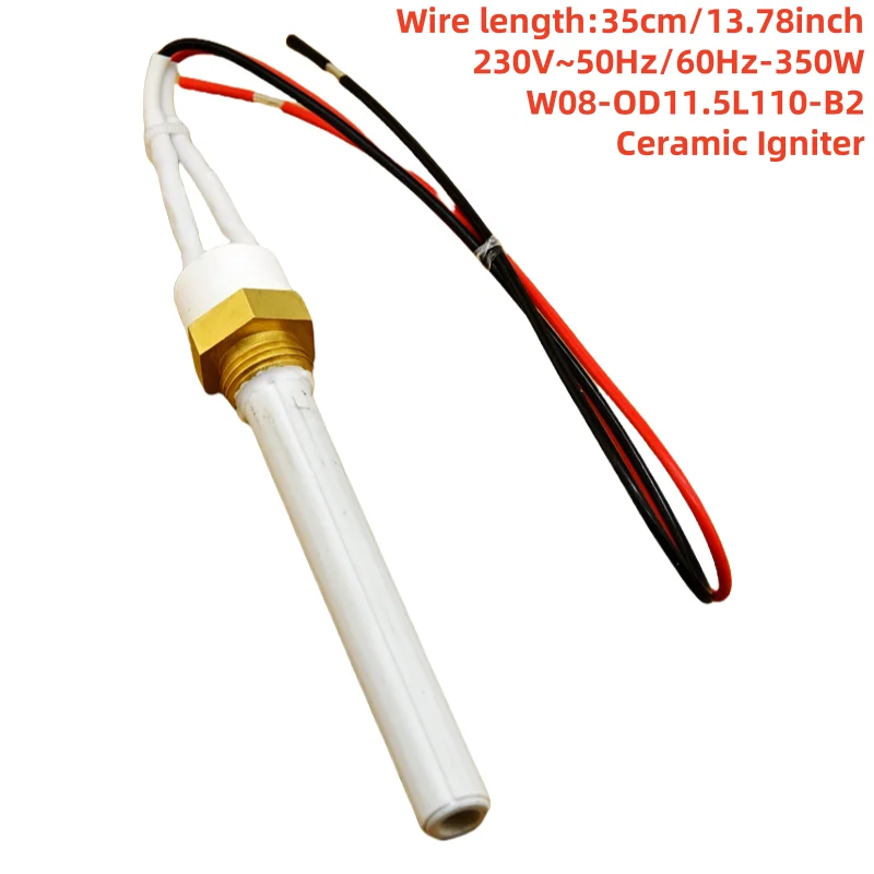 220V350W Ceramic Igniter for Pellet Stove Heating Tube Spark Plug for Wood Pellet Stove 11.5x6.5x110mm ignition electrode