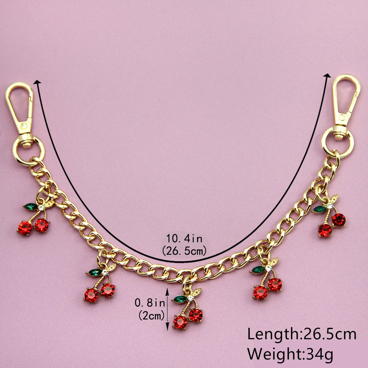 Elegant Red Cherry Chain Jewelry Bag with Glass Stone Charm for Fashionable Storage and Display Accessories