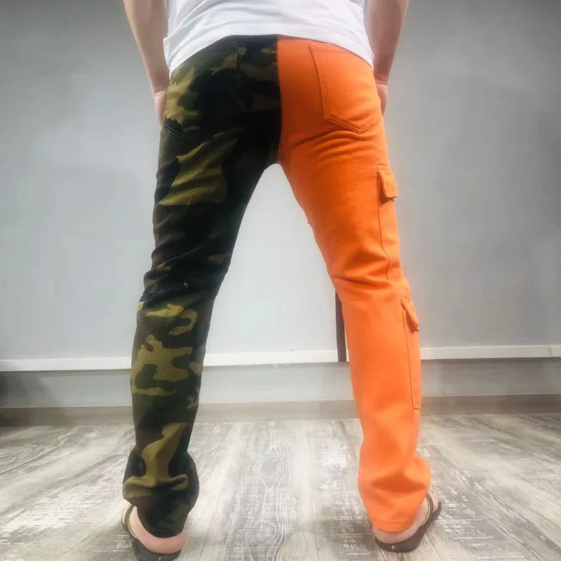 Black Webbing Cargo Jeans Men Hip Hop Punk Goth Techwear Fashion Mens Ripped Denim Trousers Nightclub Style Skinny Jean Man Pant