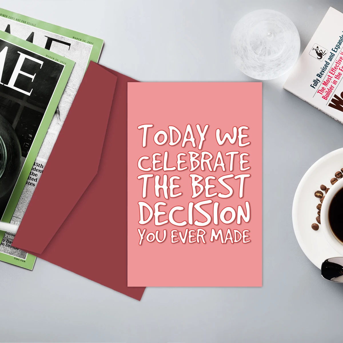 1PC Funny Wedding Card,Today We Celebrate The Best Decision You Ever Made Congratulations Greeting Card with Envelope for Couple