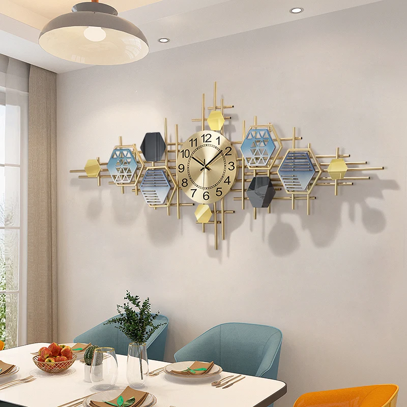 Big Size Bedroom Clock Wall Metal Stylish 3d Luxury Aesthetic Wall