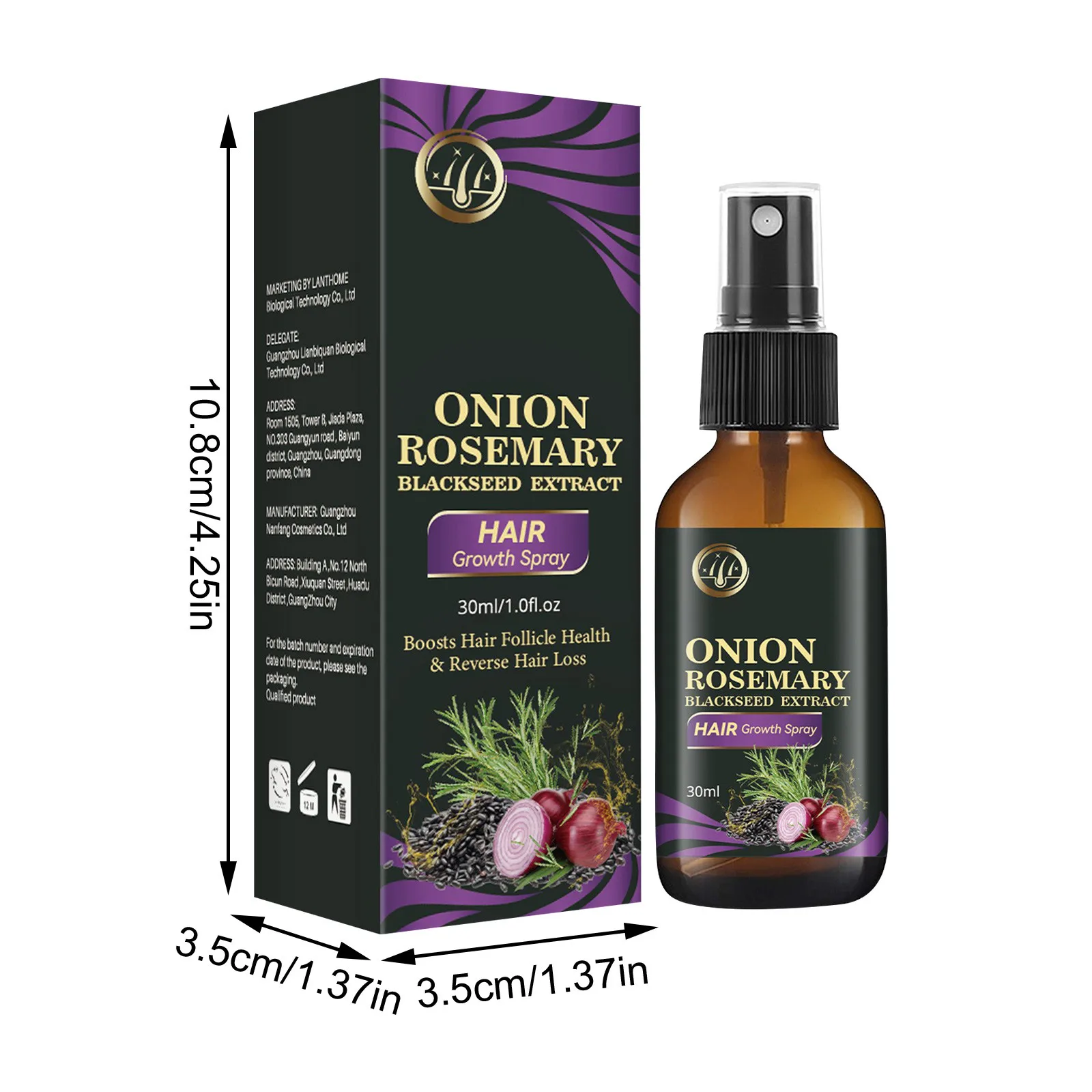 Onion & Rosemary Extract Hair Growth Spray 30ml