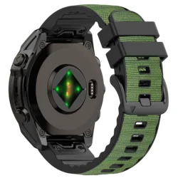 Enhanced Silicone & Nylon Watch Strap - QuickFit 22 26mm Band - 1pecs  QuickFit 26mm (A - Army green black)