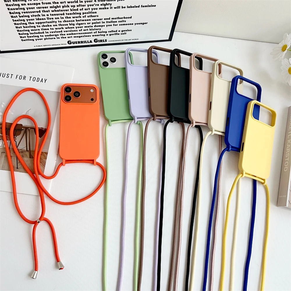 Crossbody Liquid Silicone Phone Case with Lanyard in Matte Candy Color