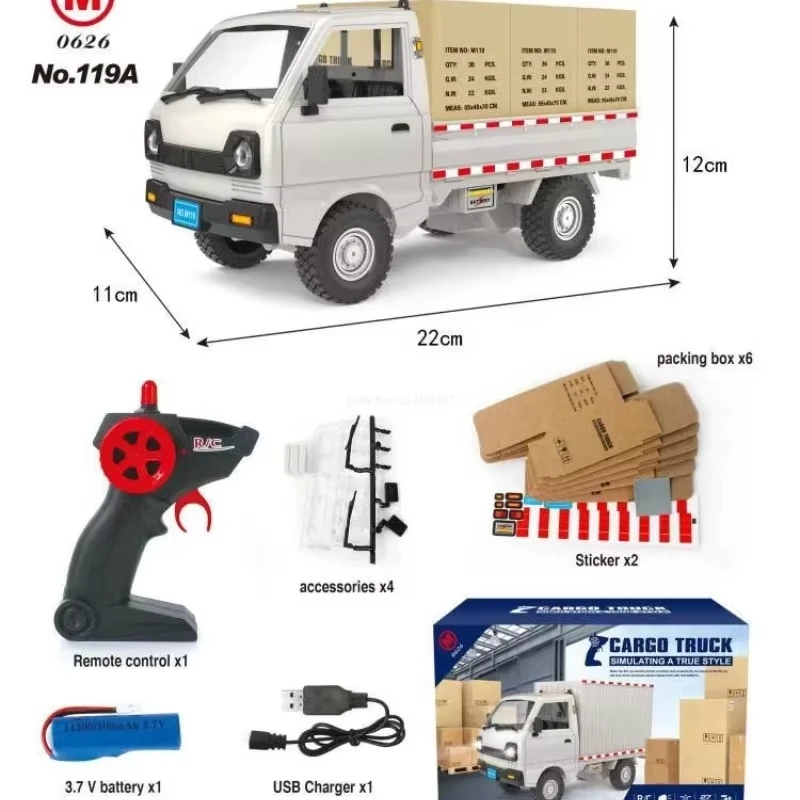 1:16 Wpl D12 Rc Car Simulation Drift Climbing Truck Led Light Cargo Rc Electric Toys Remote Control Car Model Birthday Gift 6