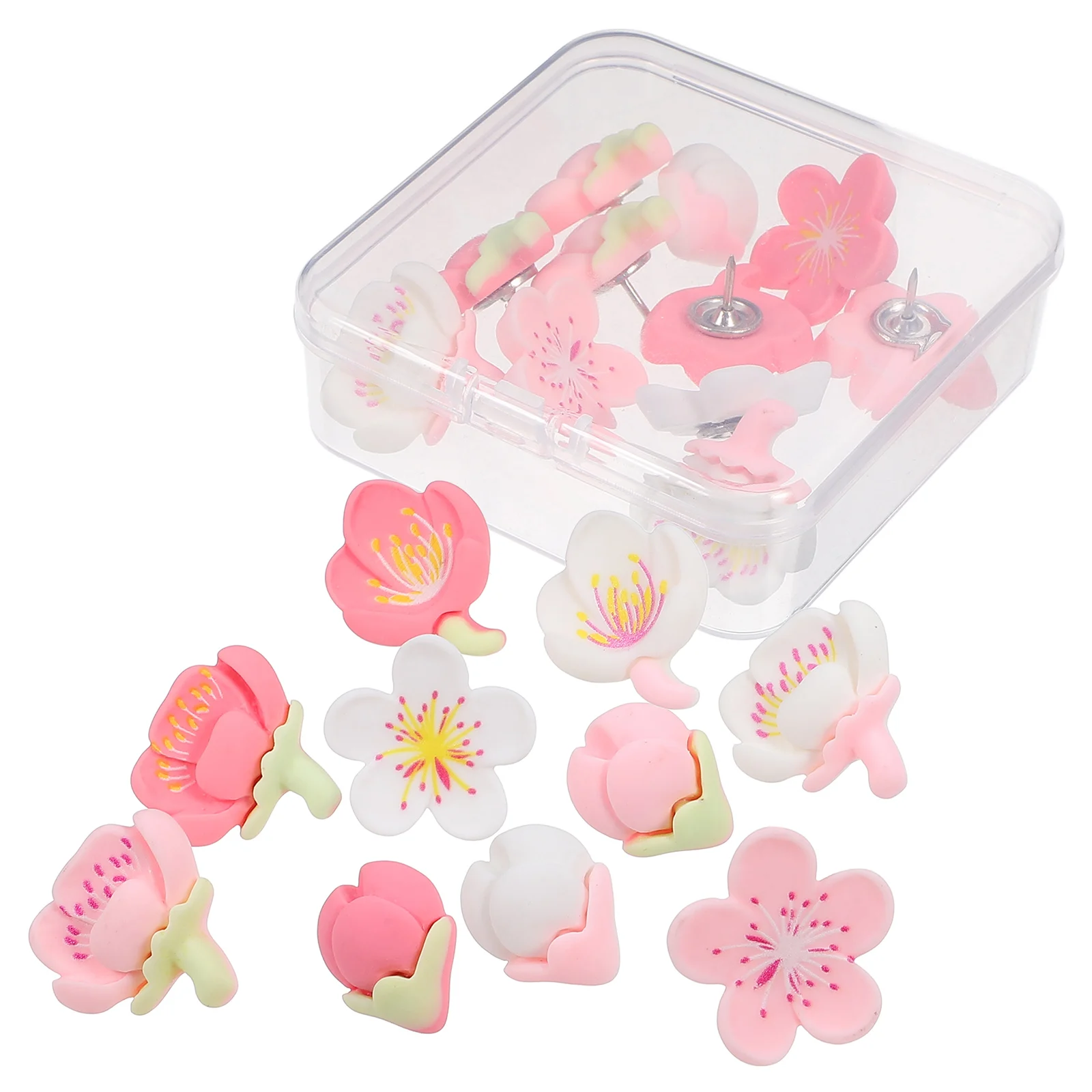 20pcs Resin Peach Blossom Thumbtack Push Pins DIY Photo Wall Art Nail Studs Cork Board Pins Map Markers Home Office Supplies push pins