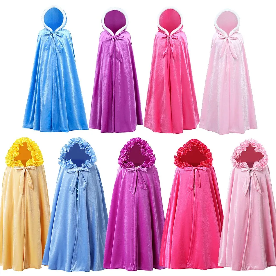 Ragazze Snow Queen Elsa Mantello Bambini Fancy Belle Sleeping Beauty Cenerentola Cape Carnival Mantello Abito Accessorio Per Feste Di Compleanno