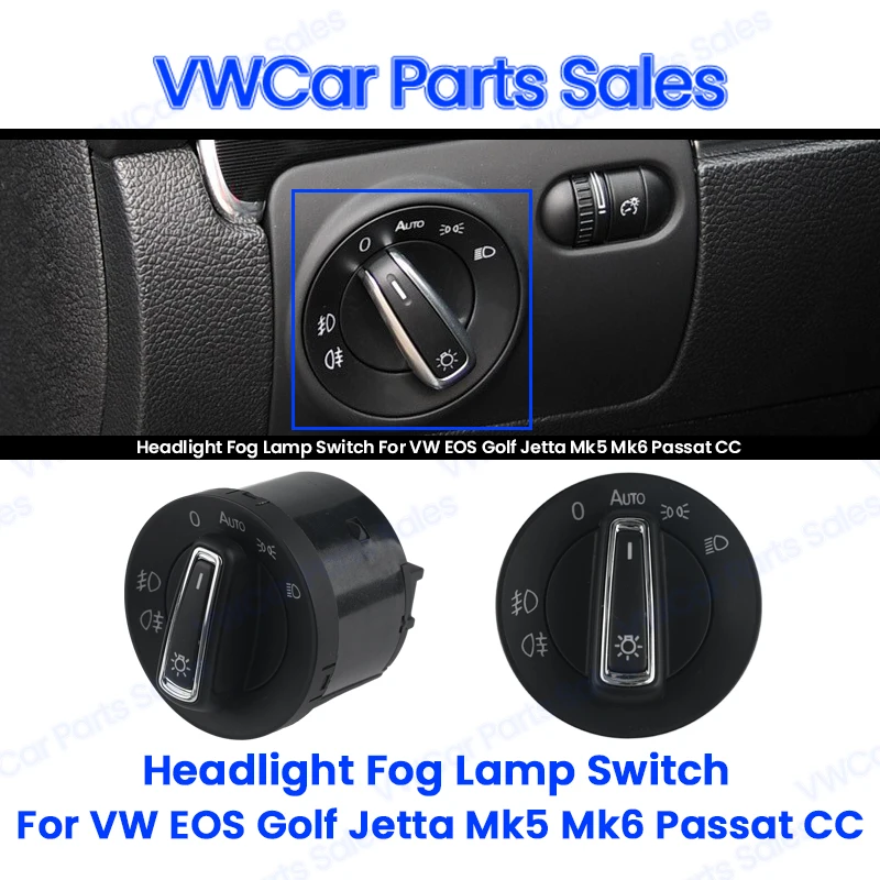 

5ND 941 431 E Automatic Chrome Fornt Fog Light Button Control Sensor Headlight Switch Knob For VW Golf MK5 MK6 Passat B6 B7 CC