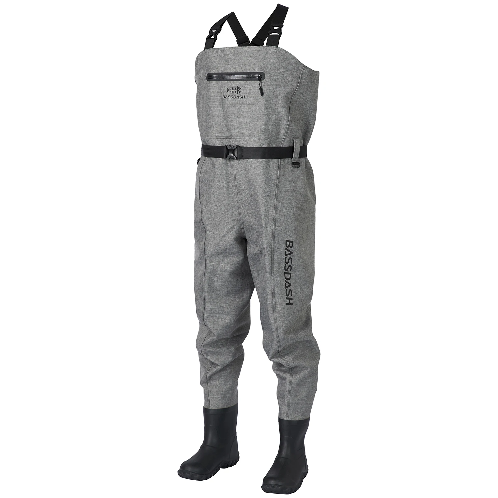 Bassdash Men Boot Foot Waders Ultra High Strength Gray Plaid Fishing Hunting Chest Waders Long Trousers With Boots