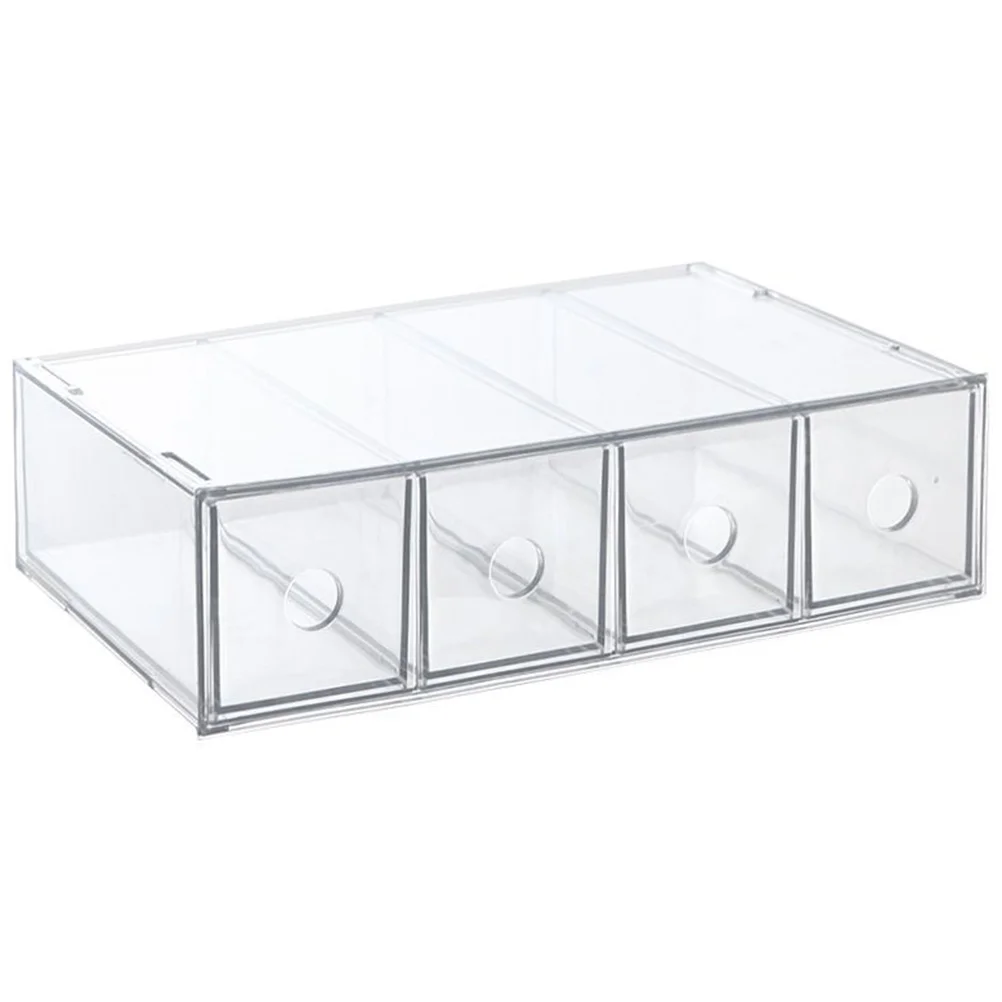 

Make up 4 Compartment Drawer Box Storage Drawers Acrylic Cosmetics Organizer Makeups Case