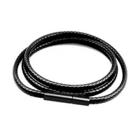 Collier chaîne en cuir noir pour bricolage femmes hommes, corde tressée à la main, Long collier 40/50/60/70CM, pendentif de cou, chaîne, bijoux cadeau 4