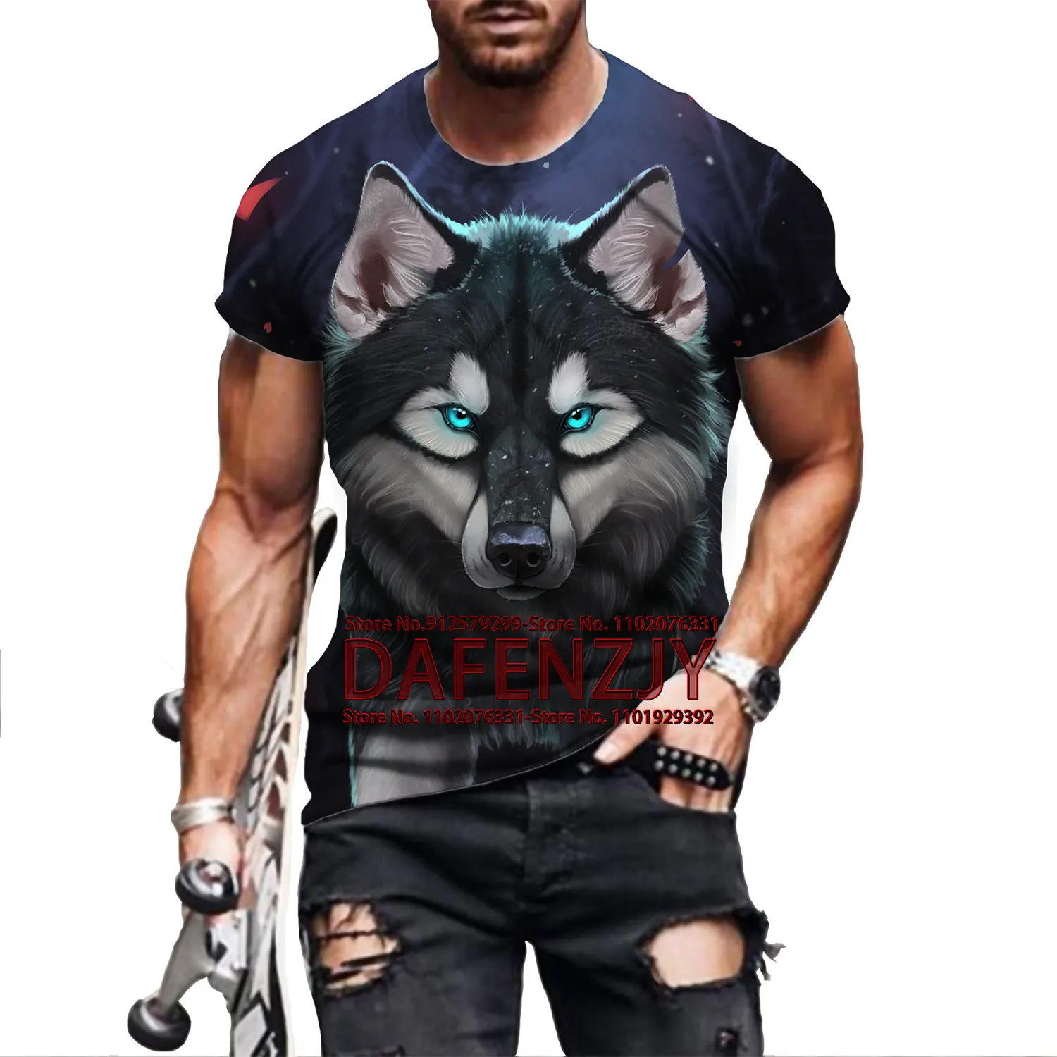 

Wolf T-Shirt Men's 3D Print Tee Shirt Funny Short Sleeve Fashion Harajuku Animal Tops Streetwear Casual T Shirt