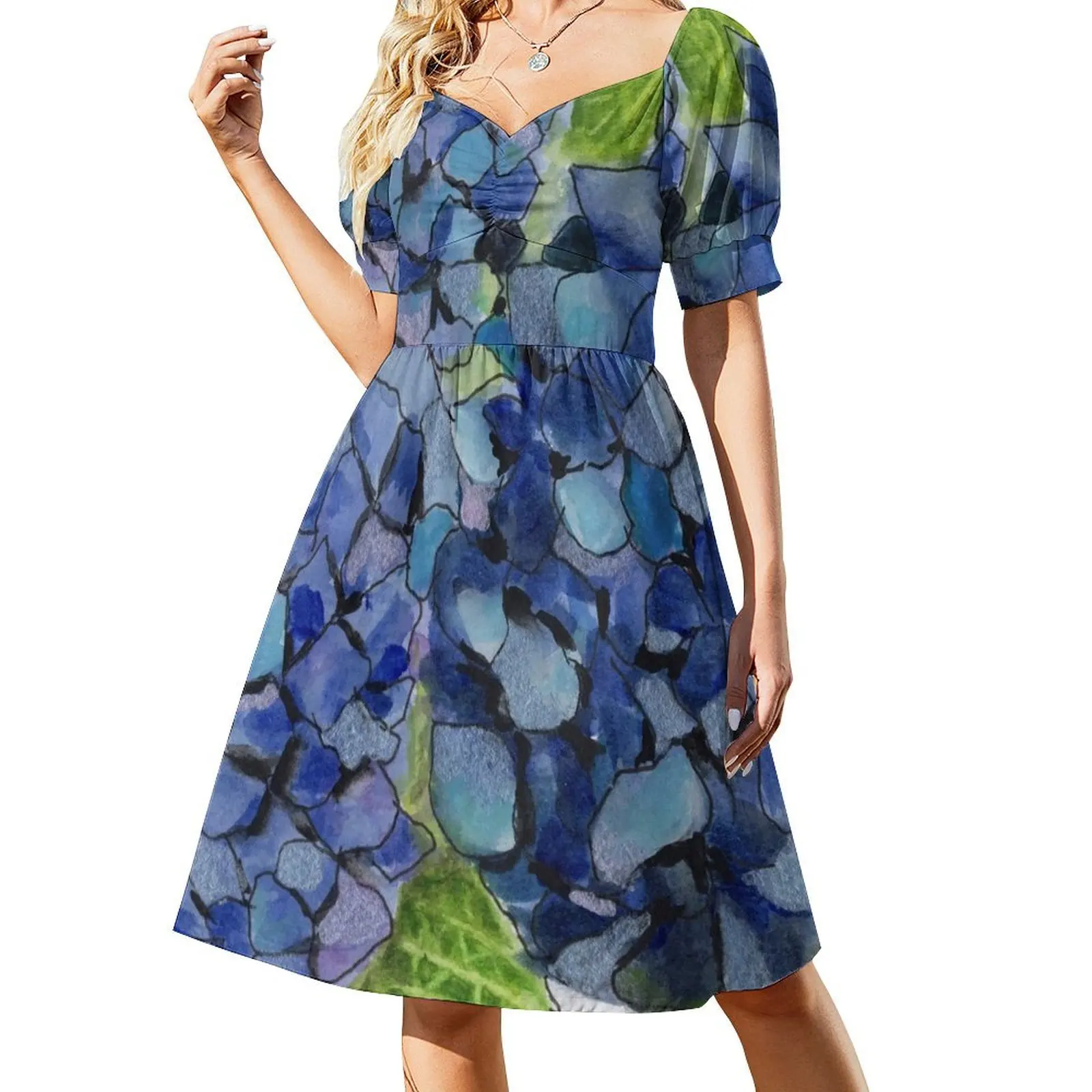 ~ Hortensia ~ Vestido de manga corta Falda de verano Vestidos de novia para fiestas