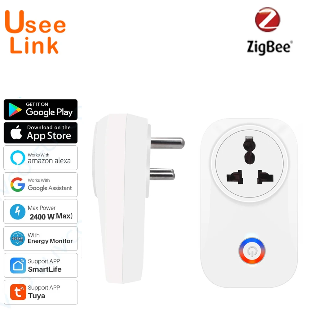 

UseeLink Smart Socker Power Plug Zigbee Smart Socket In 10A/16A Powered By Tuya work with Alexa Google Home Mini IFTTT