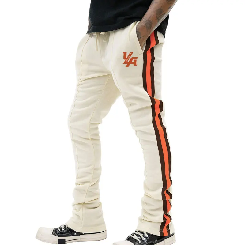 

Spring And Autumn Casual Men's Pants American Style Striped Printed Sports Pants Fashion Trend Brand Straight Bell Bottoms