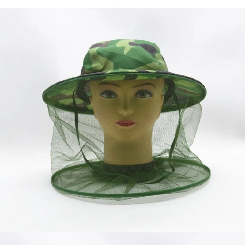 Beekeeping Protective Bee Hat Camouflage Mesh Face Hat Anti-Mosquito Shawl Outdoor Fishing Gardening Tools