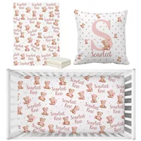 LVYZIHO Custom Name Cute Bear Crib Bedding Set , Baby Blanket, Baby Crib Sheet, Baby Pillowcase